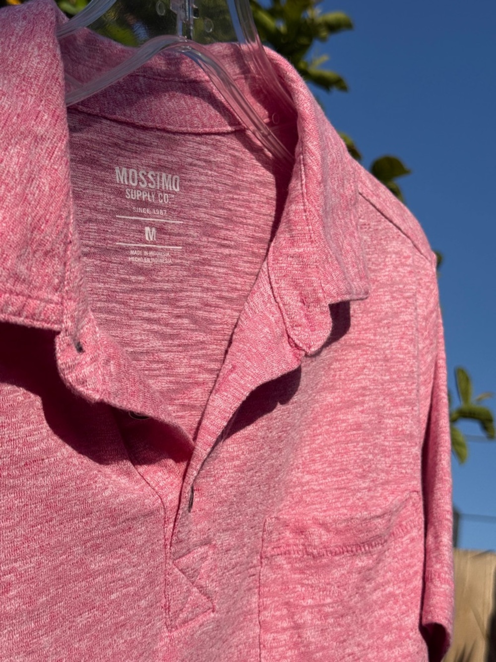 Mossimo Supply Co. Men's 3 Button Heathered Red-Pink Polo - Medium